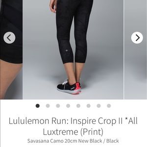 Lululemon Black Camo Run Inspire Mesh Tights Crop